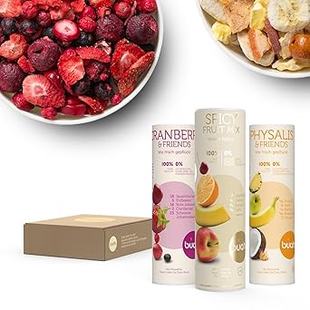 BUAH I Gefriergetrocknete Erdbeeren & weitere Superfoods I Gourmet Qualität I Knuspriger Snack I 100% Trockenobst, ungezucker