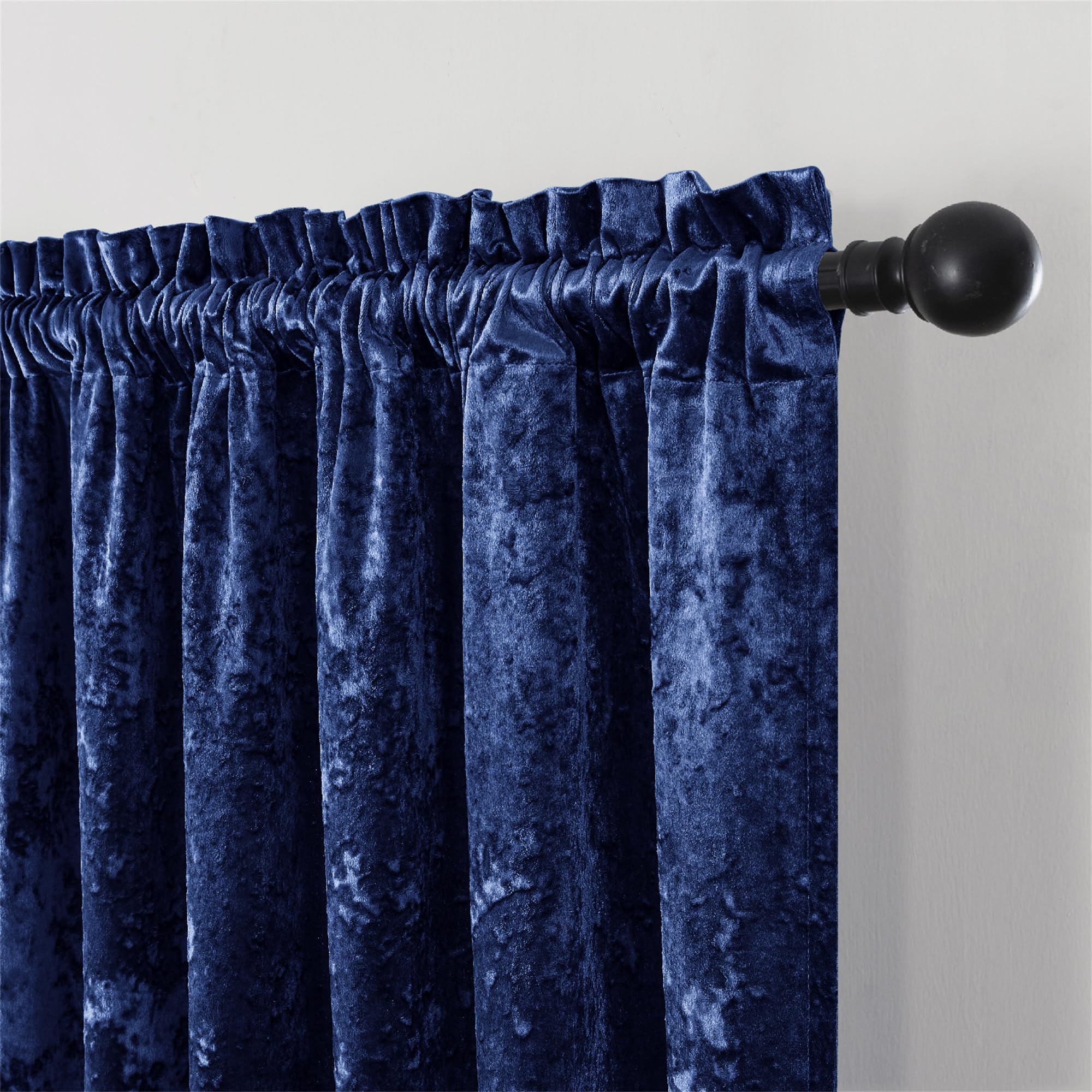 Photo 1 of SNITIE Navy Blue Crushed Velvet Curtains with Rod Pocket Luxurious Thermal Insulation Soundproofing and Light Filtering Window Treatments for Living Room Bedroom Office, 2 Panels Set 52" W x 108" L