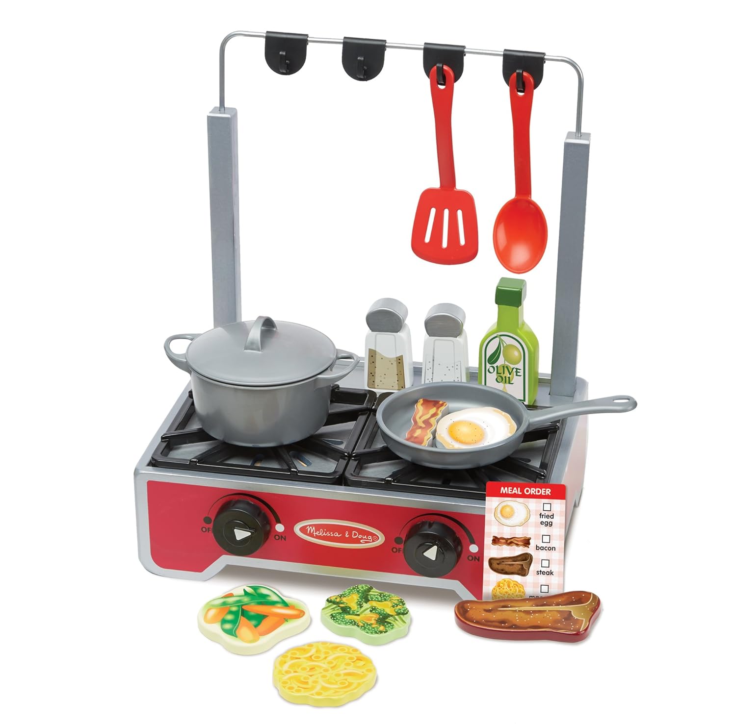 Melissa & Doug Premium Wooden Kitchen Cooktop Playset W Pretend Food