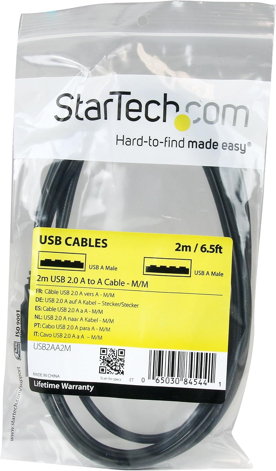 StarTech.com 2m USB 2.0 A to A Cable - M/M - 2m USB 2.0 aa Cable - USB a male to a male Cable (USB2AA2M), Black - Image 4