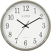 La Crosse Technology 12 Inch Atomic Analog Wall Clock, Aluminum (WT-3126B)