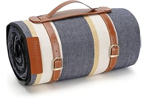HappyPicnic Extra Large Picnic Blanket Rug,87"X 67"Handy Mat with Waterproof Backing, Oversized Portable Lawn Blanket or Sandproof Beach Mat for Outdoor Camping