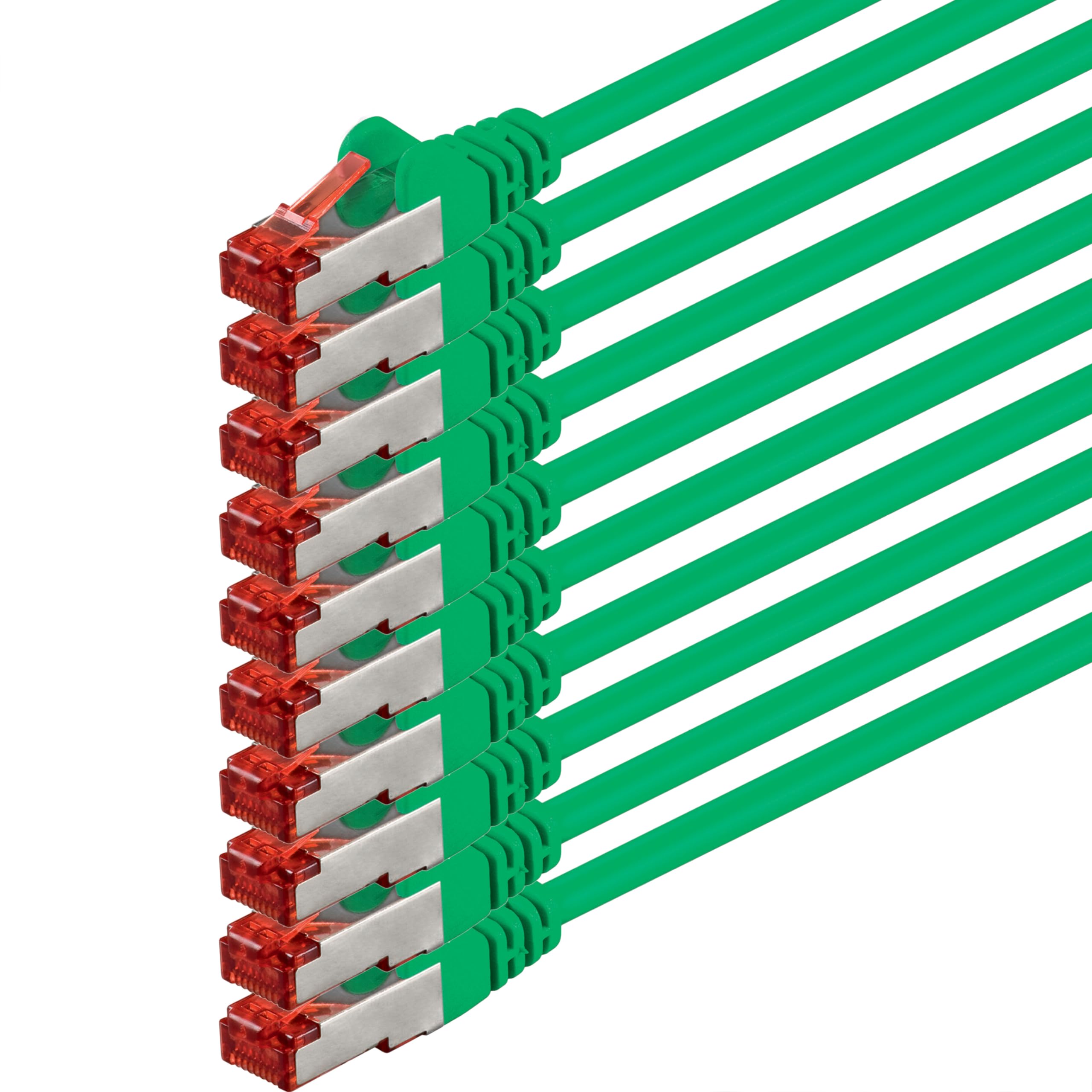1aTTack.de 10x 7.5m - Cat 6 network cable patch cable Cat6 RJ45 SFTP - green