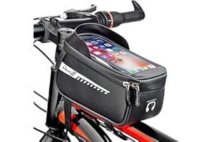 BOBILIFE Bike Frame Bag with Cell Phone Holder - Waterproof Bicycle Front Tube Bag with Phone Case Mount Pouch Compatible for iPhone, Galaxy Phone and Most Smart Phones under 7’’