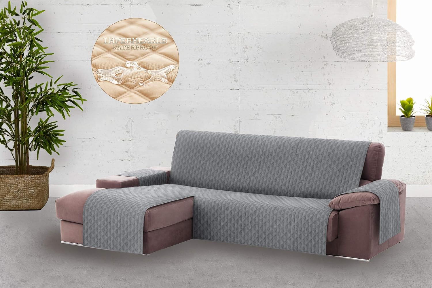 Textilhome Copridivano Salvadivano Chaise Longe Circus Color Grigio