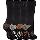 Sperry Mens Work Socks, 4-Pack Half Cushioned Crew - Soft Cotton Moisture-Wicking Boot Socks with Reinforced Heel and Toe