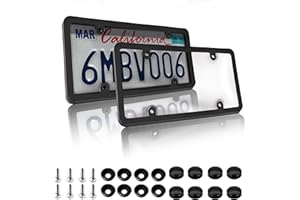 OKLPF Tinted License Plate Protector Cover with Black License Plate Frames Holder Combo Set,Smoked Bubble Design Covers License Plate Hider Shield Screws Included, 2 Pack, Clear