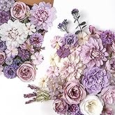 Senseya Artificial Flowers Combo Set, Purple Silk Roses, Peonies, Dahlias with Stems for DIY Wedding Bouquets, Baby Shower, Table Centerpieces, Home Decor, Fake Floral Arrangements, Party Decorations