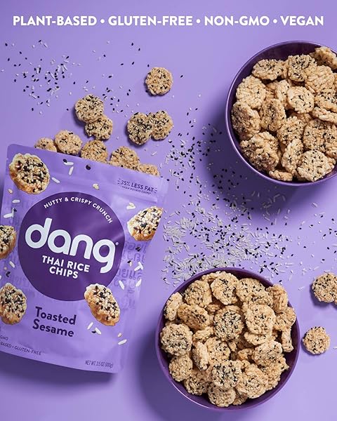DANG THAI RICE CHIPS | GLUTEN FREE, SOY FREE & PRESERVATIVE FREE RICE CRISPS, HEALTHY SNACKS MADE WITH WHOLE FOODS (TOASTED SESAME, 3.5 OUNCE (PACK OF 1))