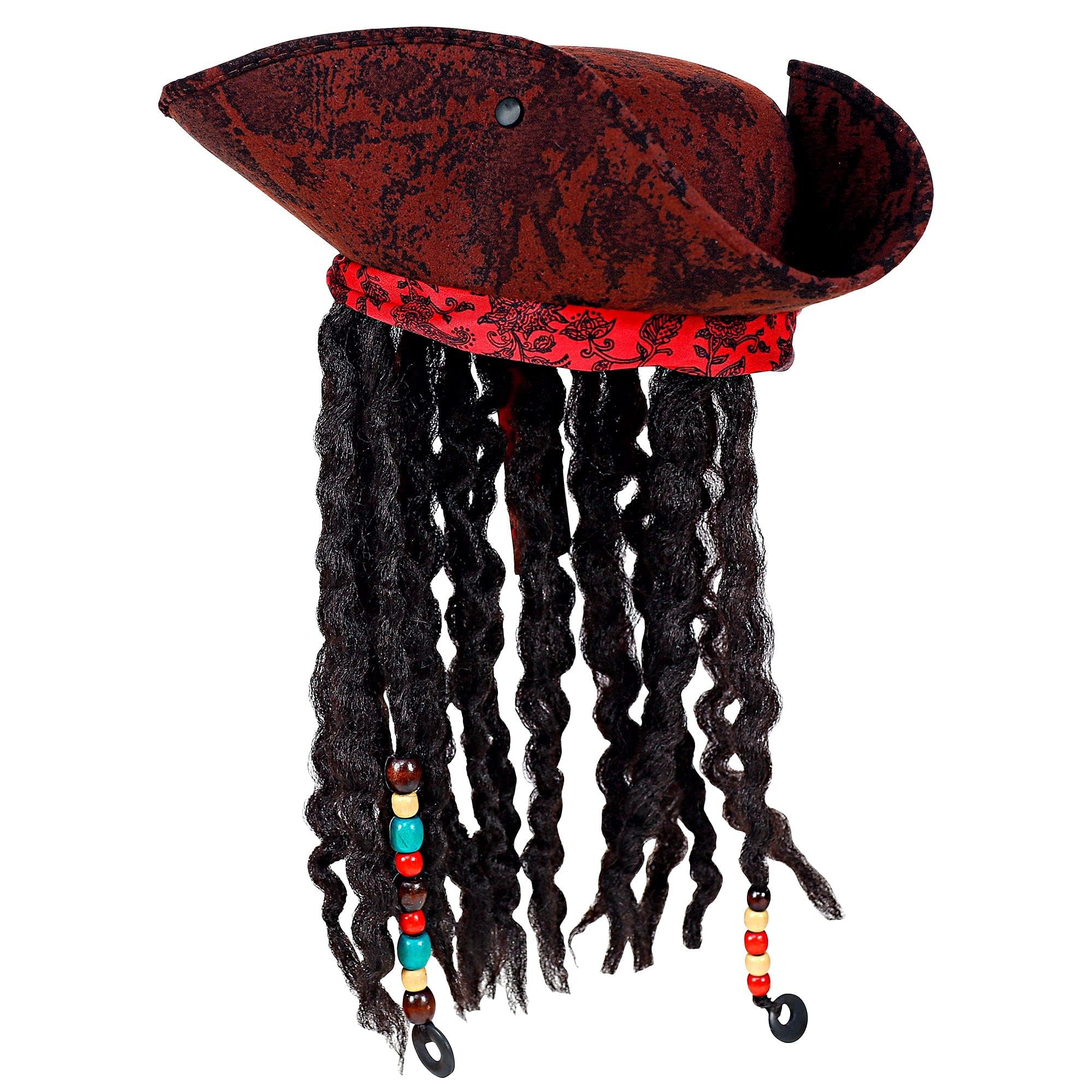 Widmann 01892 Pirate Tripound with Bandana and Dreadlocks, Men’s Red/Black, One Size