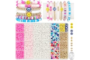 Gionlion 3000 Pcs Clay Beads for Bracelets, Bracelat Making kit Golden Beads for Jewelry Making, Charms Bracelet Kit DIY Arts and Crafts Birthday Gifts Toys Preppy Stuff