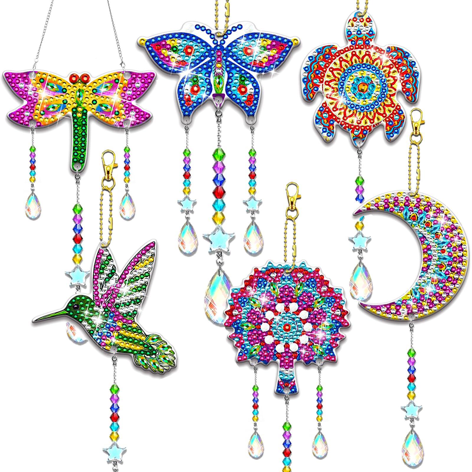 thumbnail image 2 of Tradder 6 Pcs Ocean Diamond Art Kits For Adults Sea Animals Ornaments With Crystal Pendant Diamond Wind Chimes Art Sun Catchers For Adults Beach Home Garden Window Decor 2 of 13