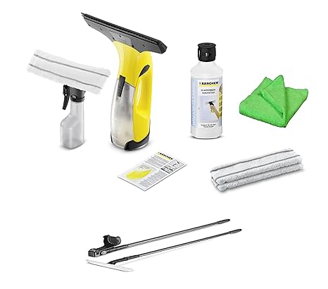 KÄRCHER WV 2 Plus, RM 500, Verlängerung, 2 Wischbezüge, Microfasertuch 40x40cm im Set - Fensterreinigungset