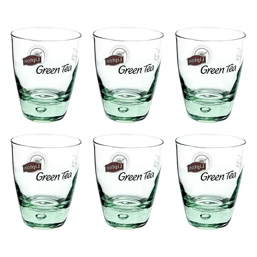 Lipton Green Tea Glasses Set of 6 Glass Iced Tea Glass Tea Cup, Mug