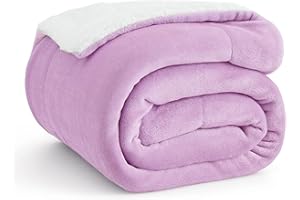 Bedsure GentleSoft Sherpa Fleece Throw Blanket for Couch - Thick and Warm Throw for Girls and Women, Soft Fuzzy Plush Kids Blanket for Winter, Lilac, 50x60 Inches