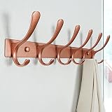 SKOLOO Coat Rack Wall Mounted 6 Hooks Pack of 2 Matte Rose Gold Stainless Steel view 4