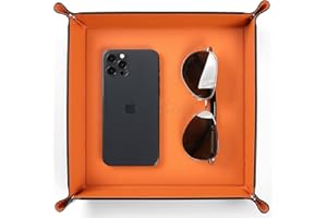 Valet Tray for Men Women, Vanity Trays Catchall Tray for Dresser Top Desk Storage Bedside, Travel PU Leather Tray Jewelry Key