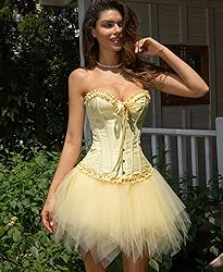 SZIVYSHI Yellow Corset Top for Women - Overbust