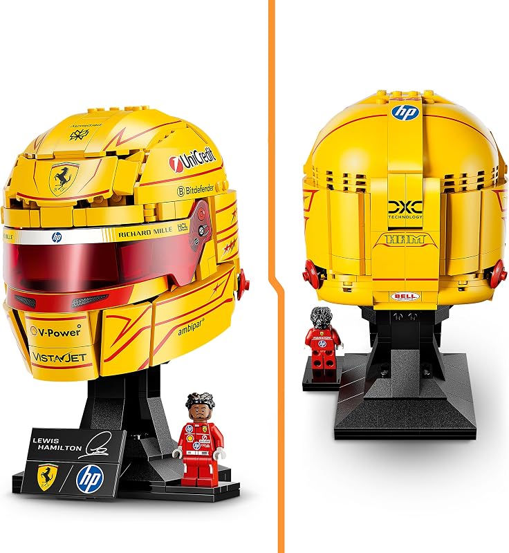 Editions Scuderia Ferrari HP Lewis Hamilton Helm - F1 Merchandise - Ausstellungsmodell Bausatz mit sammelbarer Minifigur - Geschenk für Jungen ab 14 Jahren und Erwachsene Motorsportfans - 43022