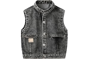 Kids Jeans Vest Button Front Sleeveless Denim Jackets Coats Boys Girls Fall Casual Thin Tank Top Jeans Outwear