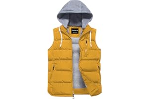 CREATMO US Men's Outdoor Winter Vest Outerwear Removable Hooded Padded Puffer Sleeveless Vest
