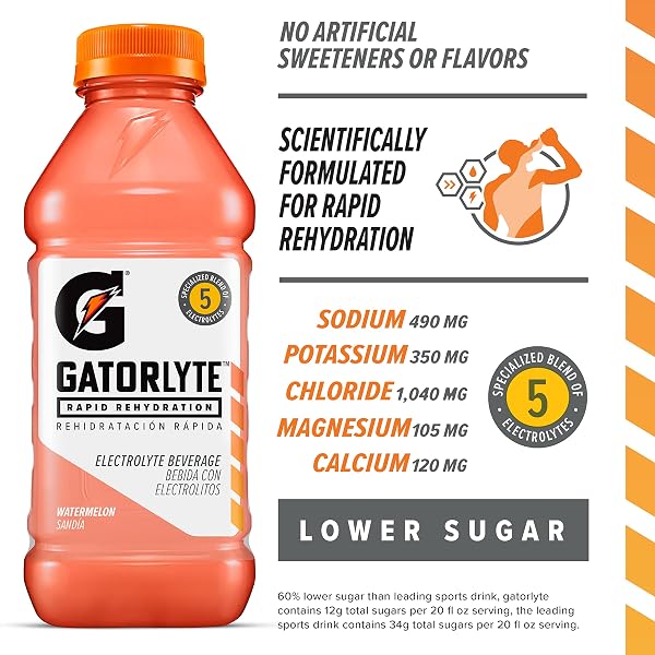 GATORLYTE RAPID REHYDRATION ELECTROLYTE BEVERAGE, WATERMELON, 20OZ BOTTLE