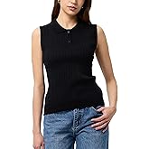 Biffxeu Sleeveless Polo Sweater Vest for Women Lapel Knit Polo Shirt Tank Top Cable Preppy Loose Casual Pullover Outfits