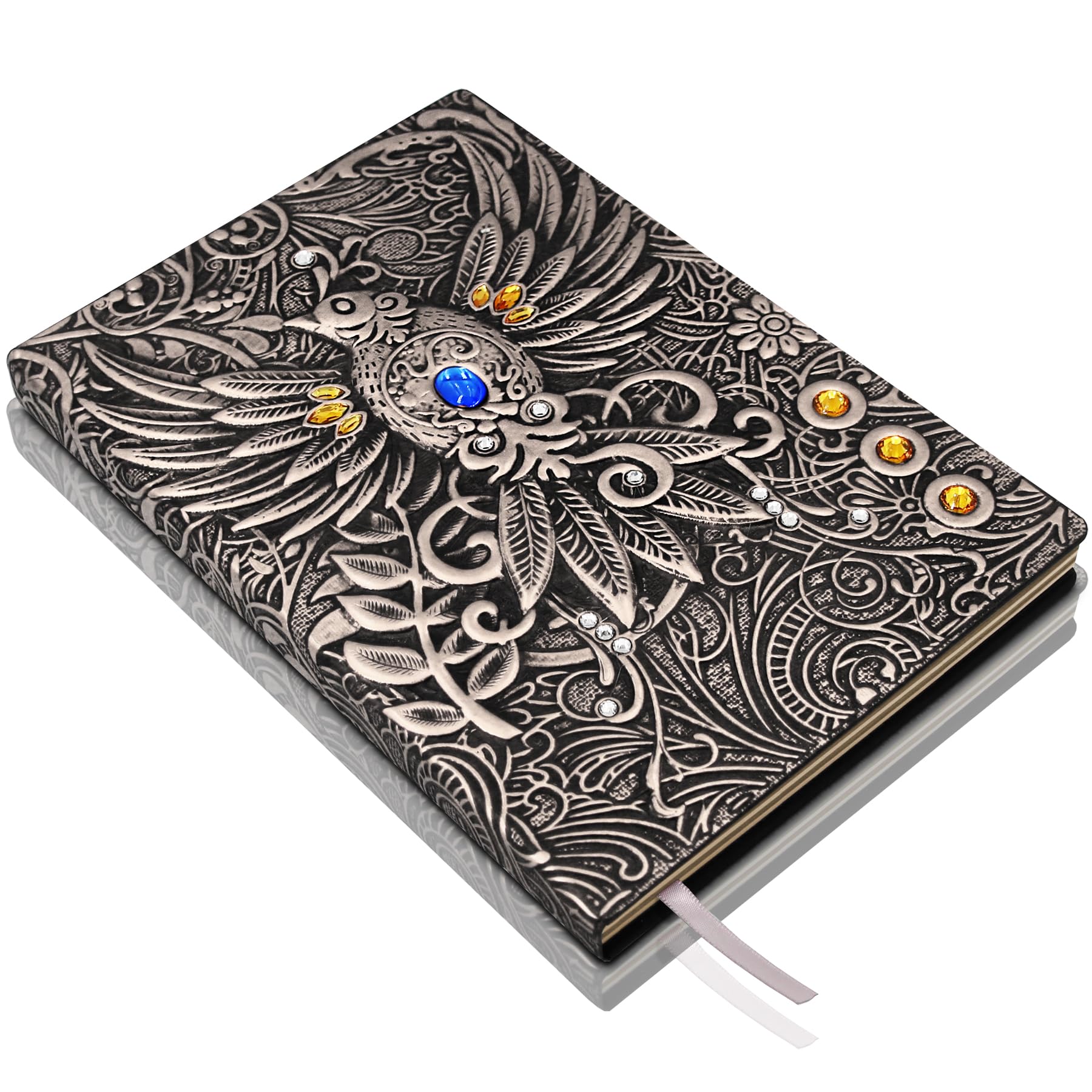 Phoenix Leather Journal Notebook - 3D Handmade Vintage Phoenix Journals Travel Diary with Lined Paper Cool Leather Sketchbook Writing Journals Phoenix Gift for Women & Men & Nerdy (A5, Silver)