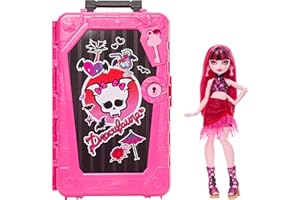 ​Monster High Skulltimate Secrets Draculaura Doll and Accessories Set, Destination: Gore-geous Oasis with Suitcase and 19+ Su