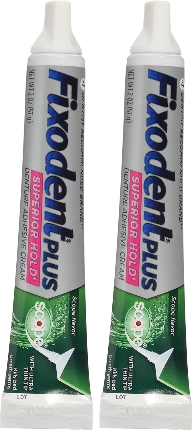Fixodent Food Seal Plus Scope Denture Adhesive Cream Twin Pack, 2 Ounce (Packaging may vary) : Beauty