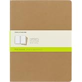 Moleskine Cahier Journal, Soft Cover, XL (7.5" x 9.75") Plain/Blank, Kraft Brown, 120 Pages (Set of 3)