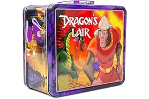 TOYNK Dragon's Lair Retro-Style Metal Tin Lunch Box | Reusable Storage Box Organizer with Handle