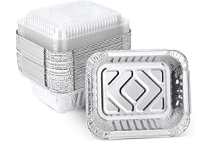XIAFEI 1LB Aluminum Pans with Clear Lids (30PACK)，Foil Pans - to Go Food Containers，Recyclable Aluminum Foil with Strong Seal for Freshness & Spill Resistance- 5.5"x 4.5"x 1.57"