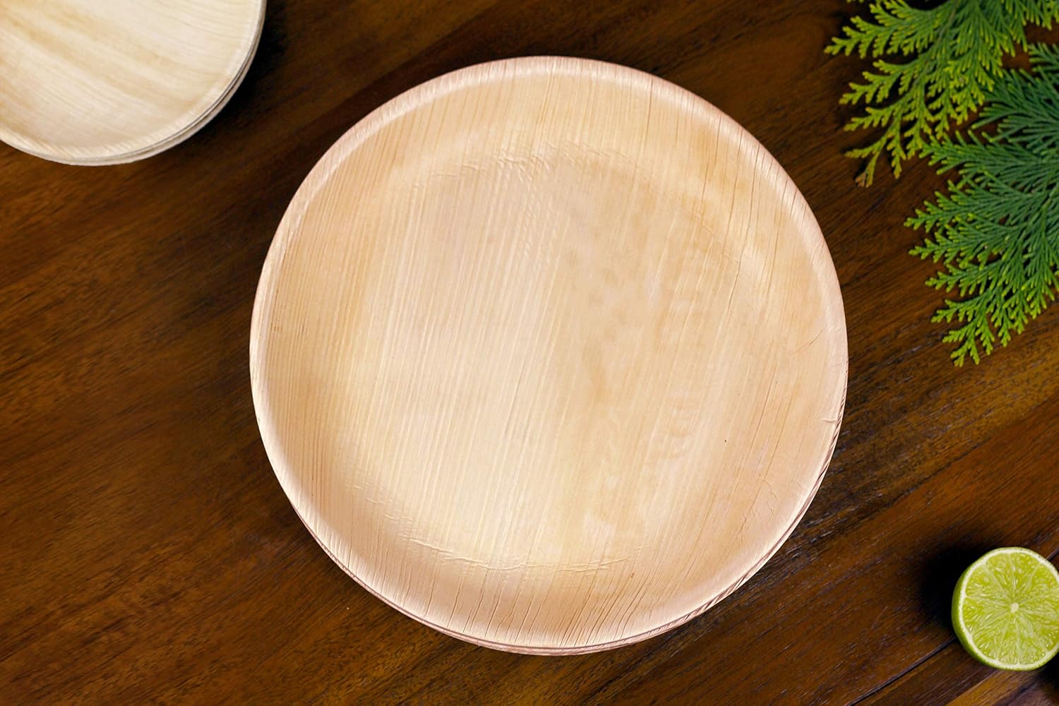 FOOGO Green 25pcs Disposable Palm Leaf Plates, 10"(25cm) Large Round, Eco Friendly Biodegradable Compostable Like Wooden - Image 4