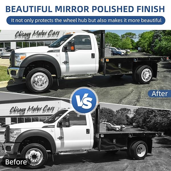 HIGHTALL 19.5 WHEEL SIMULATORS, 19.5″ 10 LUG STAINLESS STEEL HUBCAPS,POLISHED SURFACE,2PCS FRONT WHEEL/2PCS REAR WHEEL,BOLTS ON WHEEL COVER SET COMPATIBLE WITH FORD 2005-2025 F450/F550