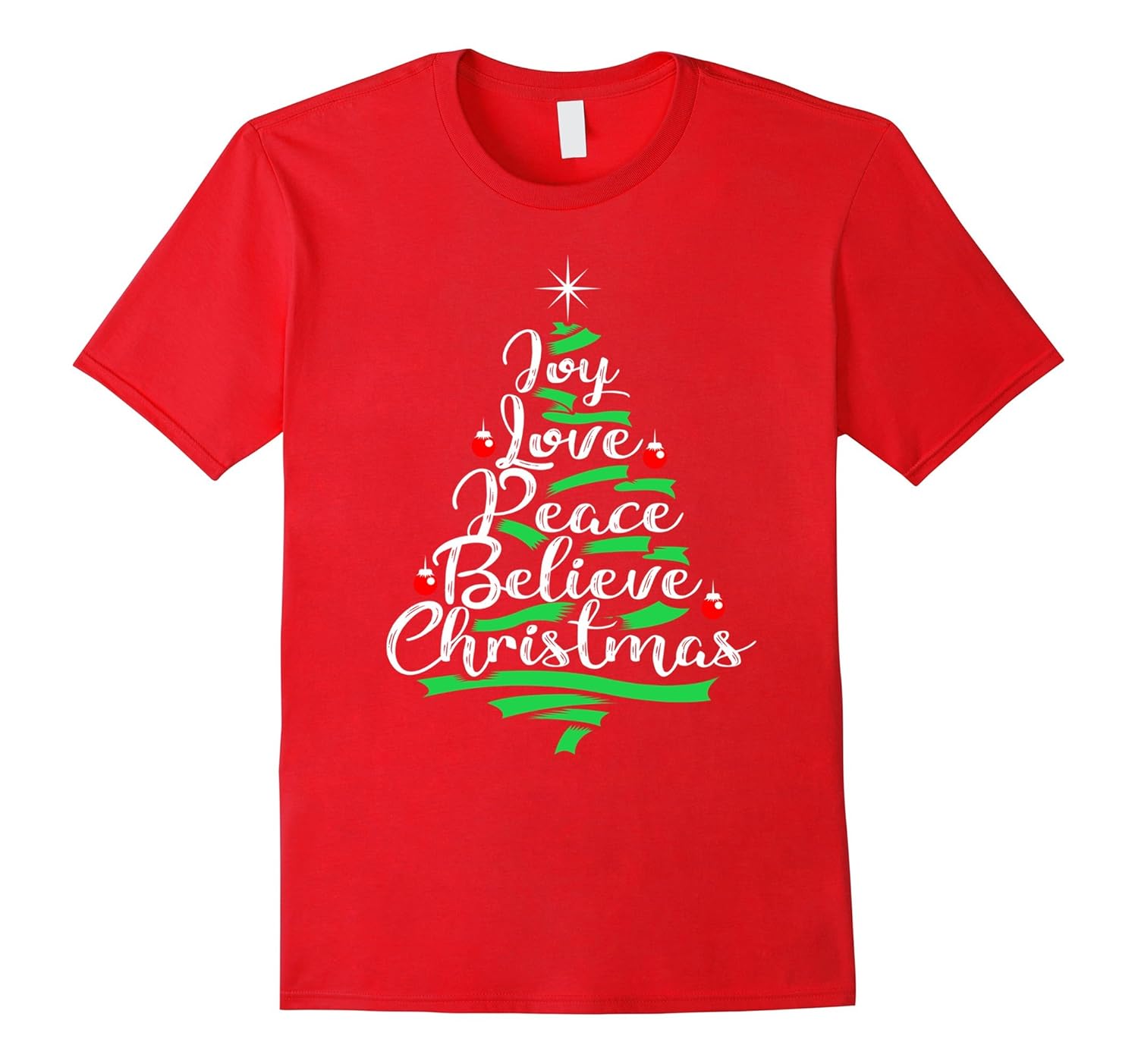 Joy Love Peace Believe Christmas Tree T-shirt-ANZ