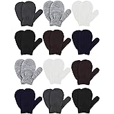 Boao 12 Pairs Toddler Mittens Bulk Kids Winter Knit Gloves pack Childrens Stretch Mittens for Toddler Boys Girls