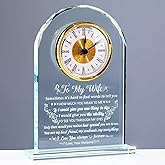Arikyrist Gifts for Wife Romantic Anniversary Birthday Gift Ideas, Glass Clock to My Wife from Husband for Valentine's Day Christmas Mother's Day Crystal I Love You Keepsake Home Decor