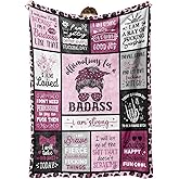 Craftique Birthday Gifts for Women, Affirmations for a Badass Blanket, Galentines/Daily Motivational/Inspirational/Self Care Blanket for Women, Funny Practical Badass Affirmations Blankets, Soft