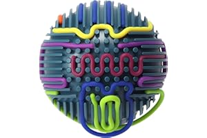 GUNTAIL Sensory Activity Board Upgraded- 3D Sensory Activity Ball,Stress Relief Toy,Silicone Fidget Toy for Stress Relief,Anxiety,Autism,ADHD,Kids 3+ & Adults,with Travel Storage Bag & 16 Strings (Blue)