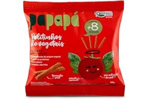 Papapá, Palitinho de vegetais infantil (Biscoito), Orgânico, Sabor Tomate & Manjericão, 20g, Vermelho