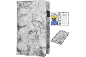 HERRIAT Server Books for Waitress - Marble Texture Leather Waiter Book Server Wallet with Zipper Pocket, Cute Waitress Book&Waitstaff Organizer with Money Pocket Fit Server Apron