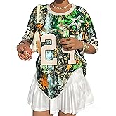 Jersey Shirts for Women Number Graphic Oversized Tee Shirt Y2k Tshirts Crewneck Casual Streetwear Tees