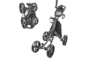 BOBOPRO Golf Push Cart, Golf Cart for Golf Club 4 Wheel Folding Golf Push Carts with Foot Brake Umbrella Holder Golf Accessories for Men Women/Kids (Black)