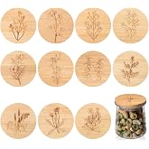 Tessco for you 12 Pcs Yogurt Jar Lid Compatible with Oui, Flower and Herb | 5 oz, Yogurt Bamboo Lids with Silicone Sealing Ri
