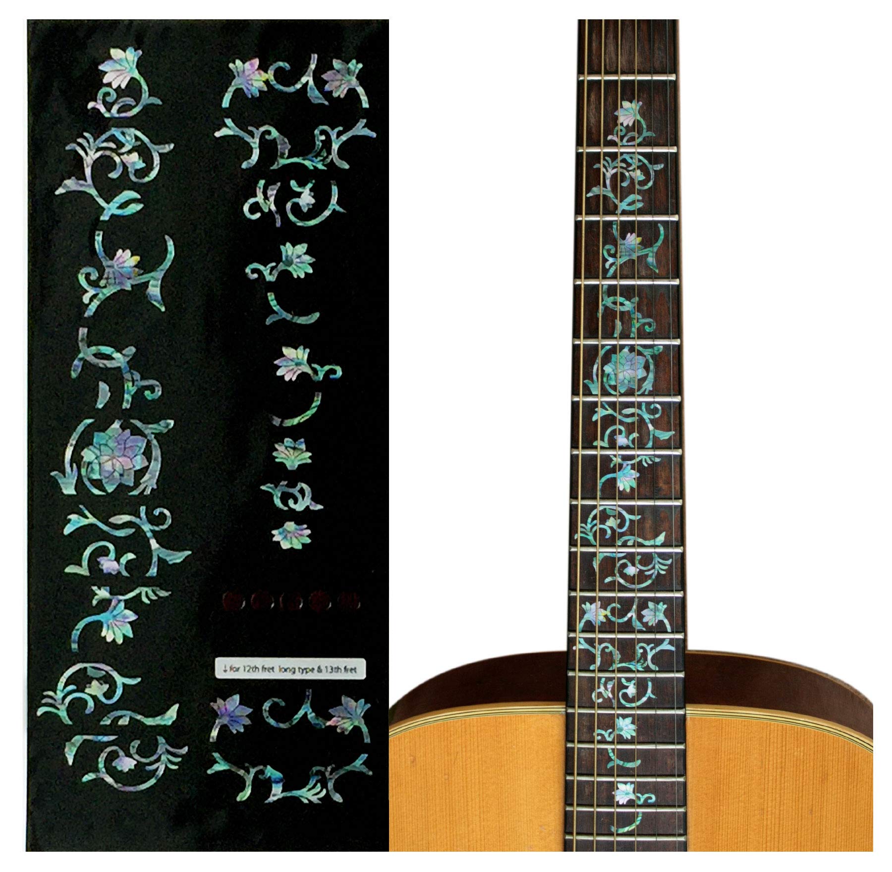 Inlaystickers Fret Markers for Guitars - Oriental Flowers - Abalone Mix FT-053OF-MX