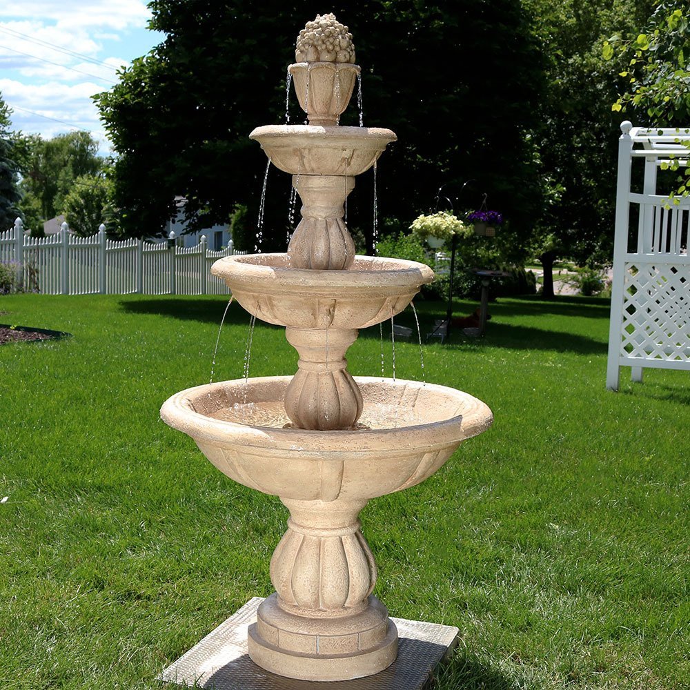 Sunnydaze Cornucopia 61-Inch 3-Tier Electric Water Fountain
