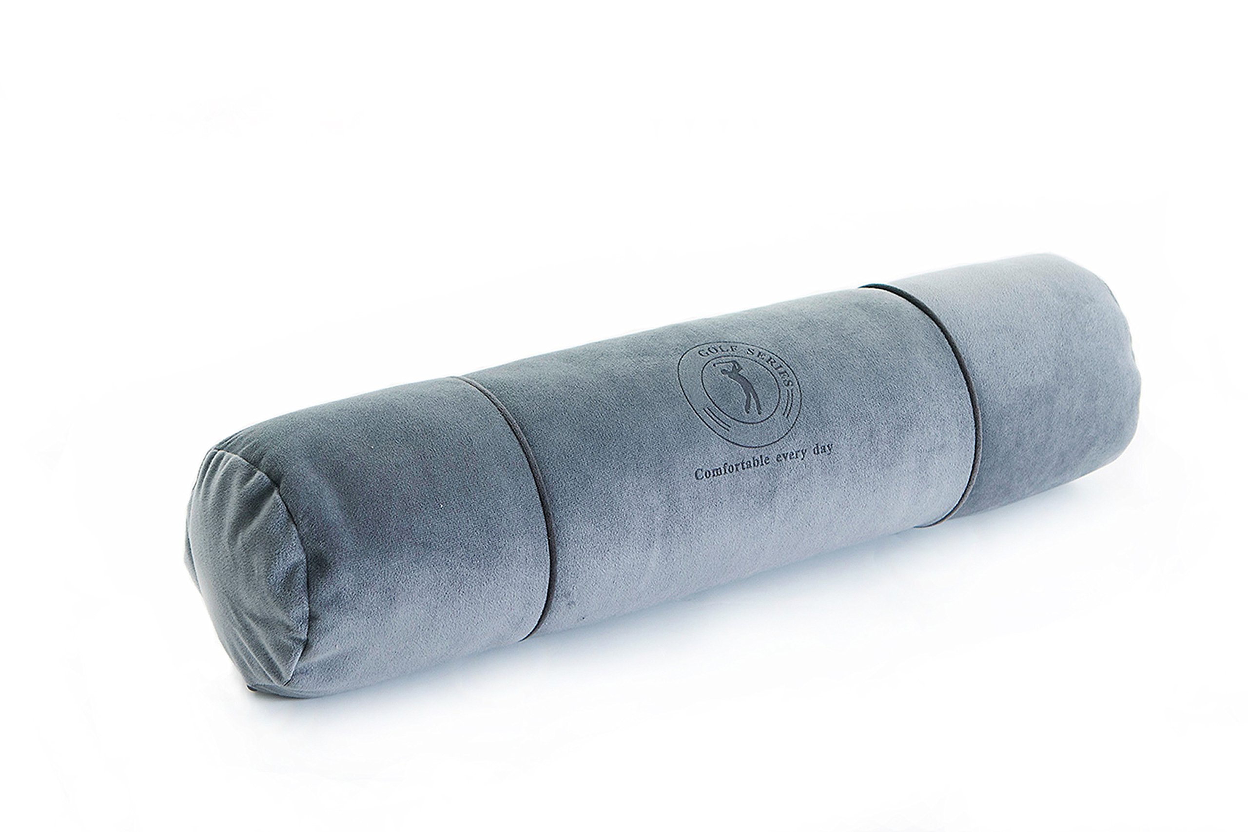 Alibo Cervical Round Roll Long Bolster For Neck Relax Cylinder Back Sleeper Bed Supports Leg And Lumbar Pain Relief Massage Pillow With Washable Pillowcase,Linear Traction Grey 21"×5"