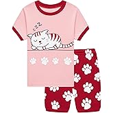Popshion Little Girls Pajamas Summer Short Sets Mermaid Sleepwear 100% Cotton Toddler Pjs Clothes Size 2-8 Years