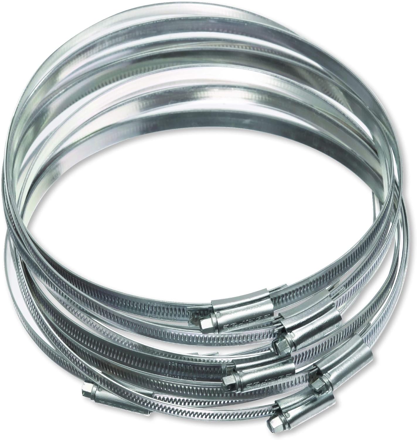 Eclipse Professional Tools ECW1-8 W1 Bag of 10 150-180mm (5 ⅞" - 7 ⅛") Mild Steel Worm Gear Hose Clamps, Silver, 35-50mm (1 ⅜" - 1 ¾")